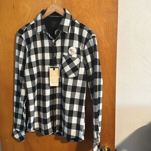 Flannel Shirt Mens Small Fleece Lined Black Plaid Nomad